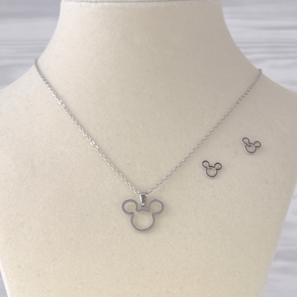 Mickey‎ Mouse Stainless Steel Necklace and Earring Set